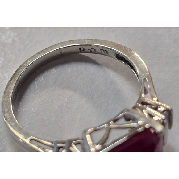 Ruby Color Gemstone Ring .925 Sterling Silver Women's 8.5 Cubic Zirconia NWOT - Picture 6 of 16